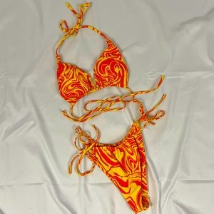 Yellow and Orange Brazilian Cut Bikini Set